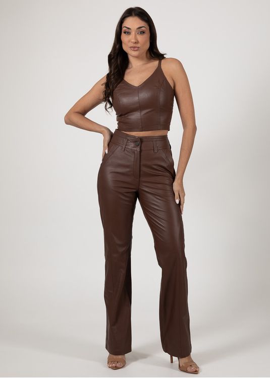 Calça de Couro Feminina Chocolate Samanta - Elite Couro Store