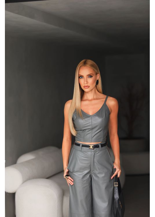 Cropped de Couro Feminino Cinza Dayane - Elite Couro Store