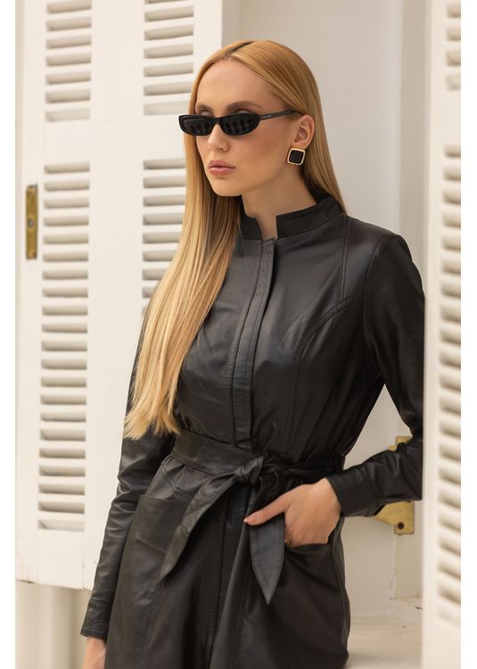 Trench Coat Pelica Preto Feminino - Elite Couro Store