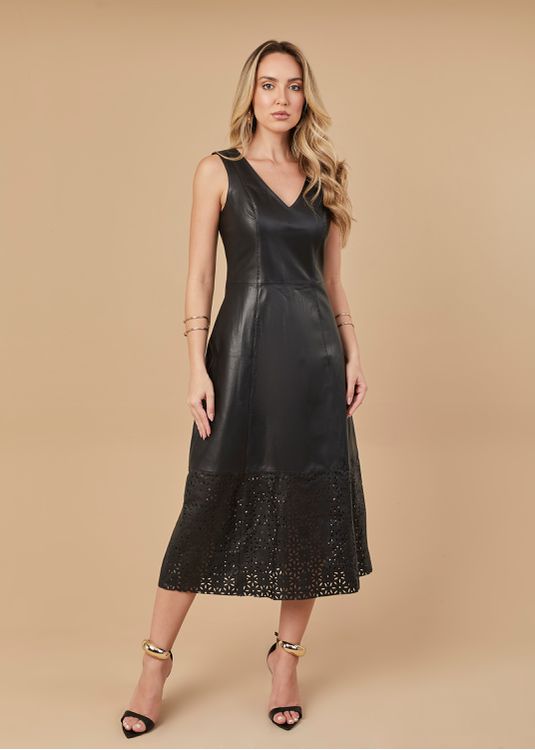 Vestido de Pelica Feminino Preto Victória - Elite Couro Store