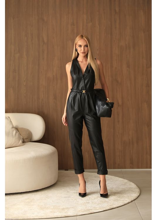 Macacão Couro Pelica Feminino Preto - Elite Couro Store