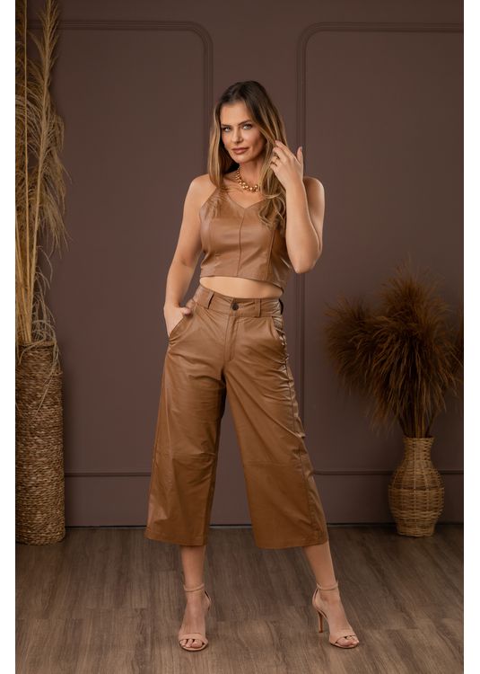 Calça Pantacurt de Couro Feminina C... - Elite Couro Store