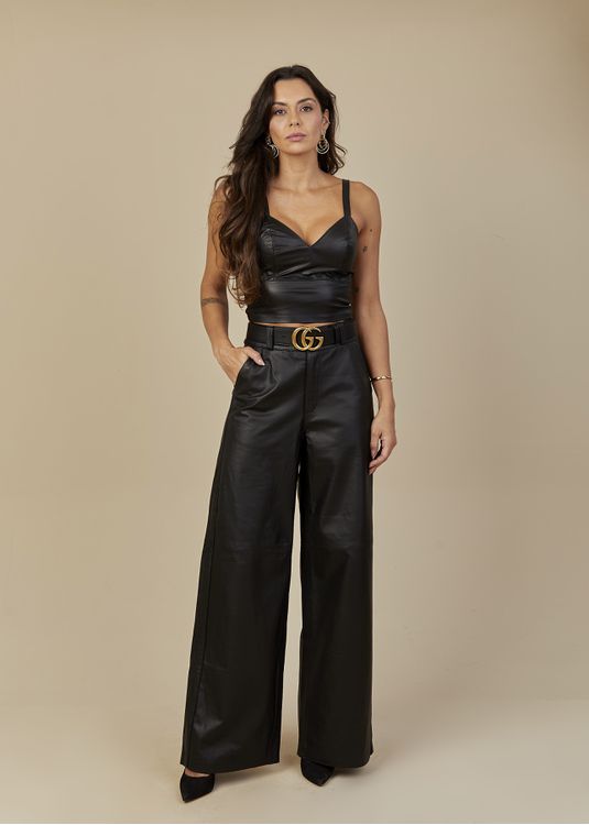 Calça de Couro Feminina Preta Rebecca - Elite Couro Store