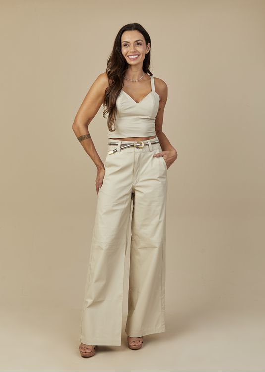 Calça de Couro Feminina Off-White Rebecca - Elite Couro Store