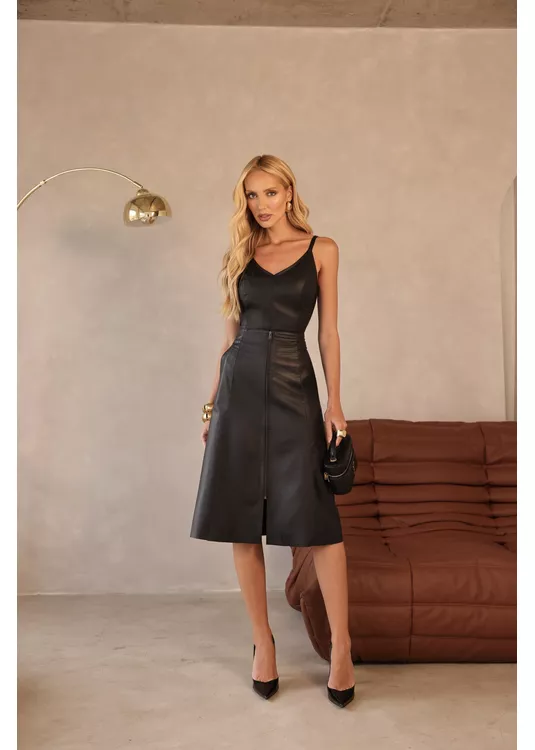 Saia De Couro Preta Eloá - Elite Couro Store