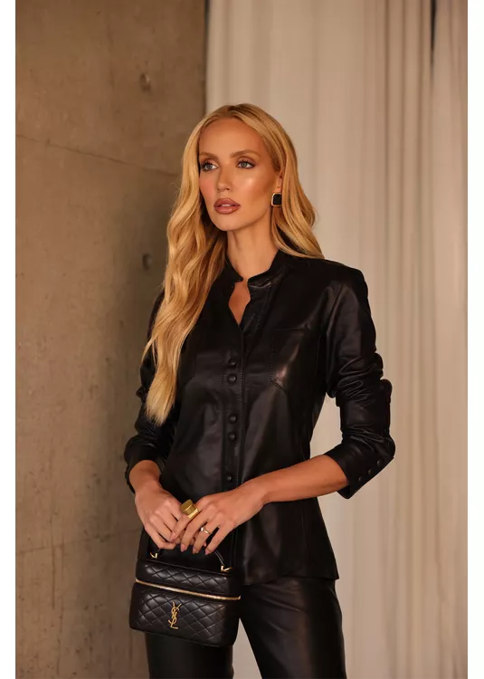 Camisa de Couro Pelica Feminina Pre... - Elite Couro Store