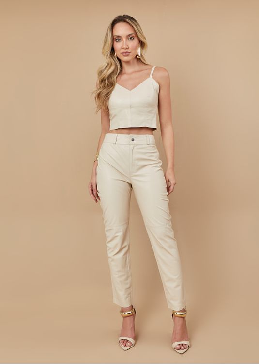 Calça de Pelica Feminina Off-white Luiza - Elite Couro Store