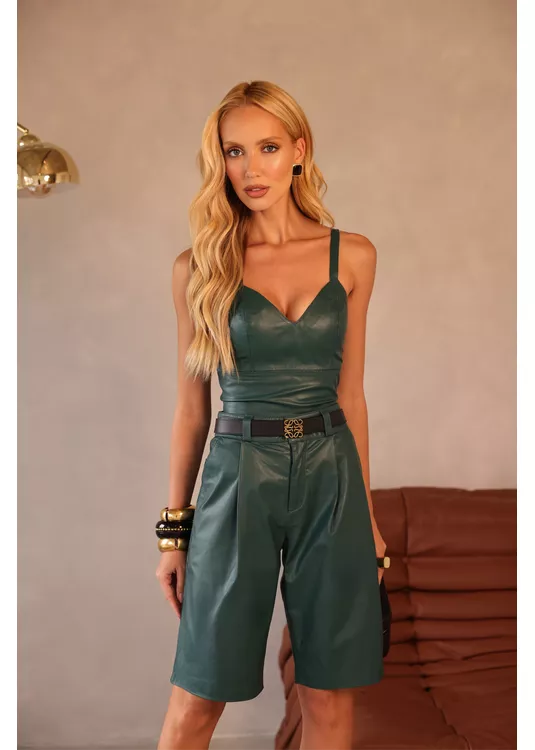 Cropped de Couro Feminino Verde Mar... - Elite Couro Store