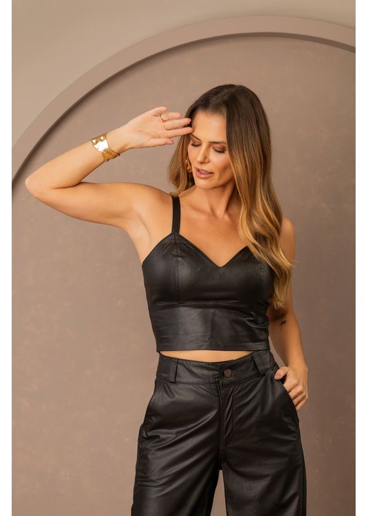 Cropped de Couro Feminino Preto Dia... - Elite Couro Store