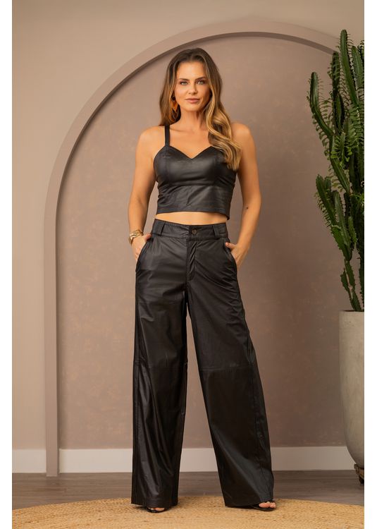 Calça de Couro Feminina Preta Rebec... - Elite Couro Store
