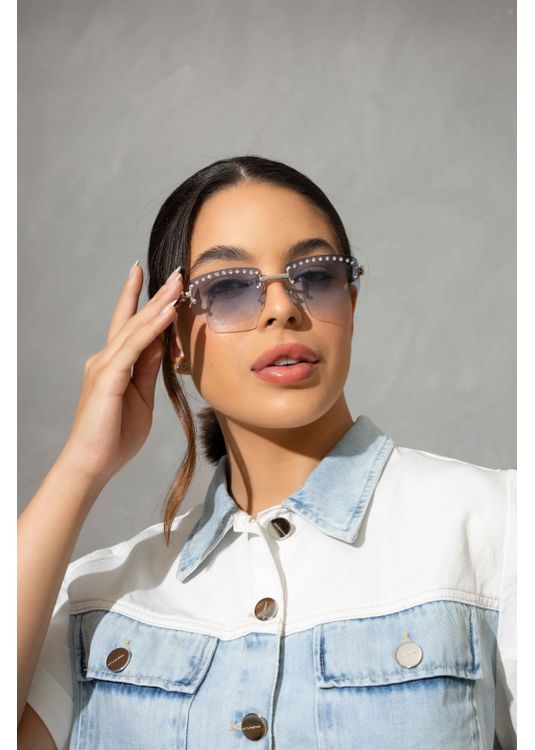 Óculos De Sol Glam Shine Azul Baby - Mafê Eyewear Store