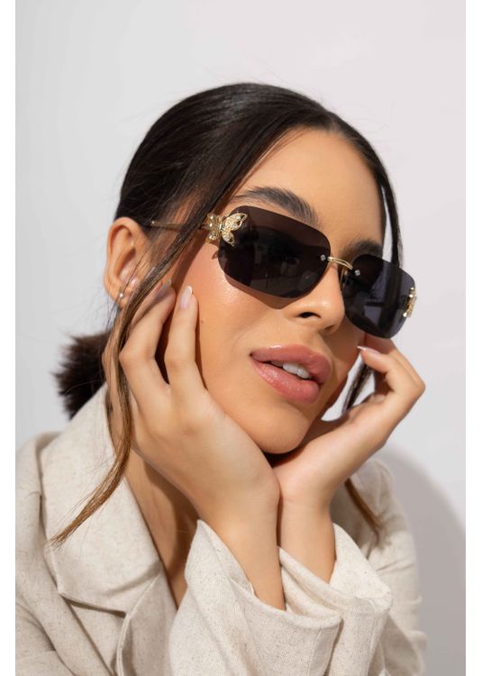 Óculos De Sol Butterglow Preto - Mafê Eyewear Store
