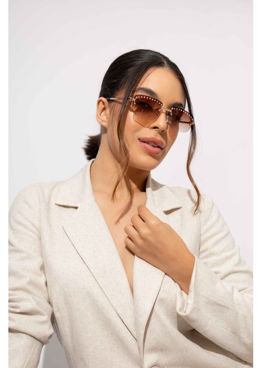Óculos De Sol Glam Shine Marrom - Mafê Eyewear Store