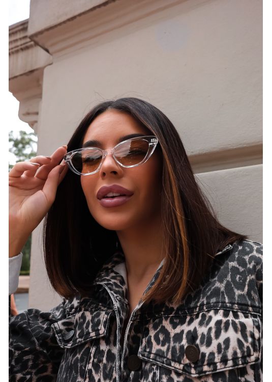 Óculos Gatinho Lili Cristal, Nude e Animal Print - Mafê Eyewear Store