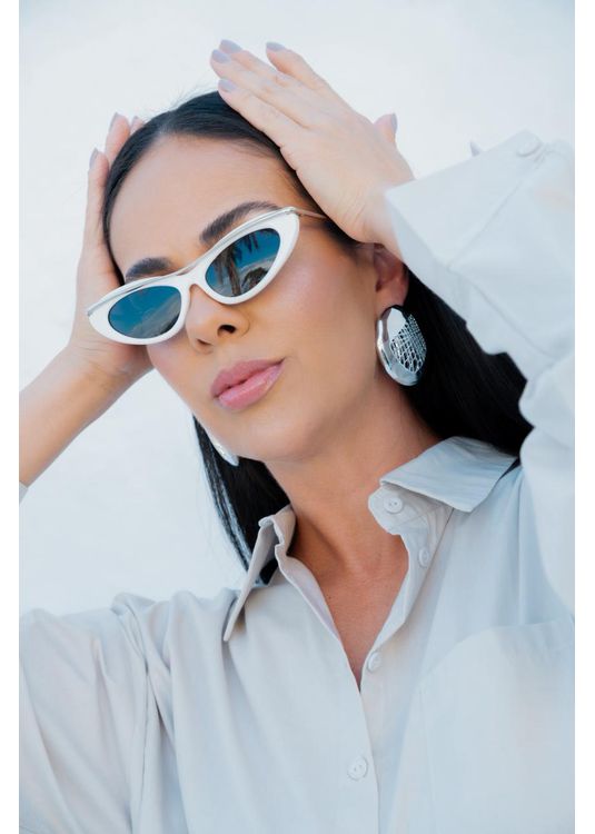 Óculos de Sol Lyra Branco - Mafê Eyewear Store