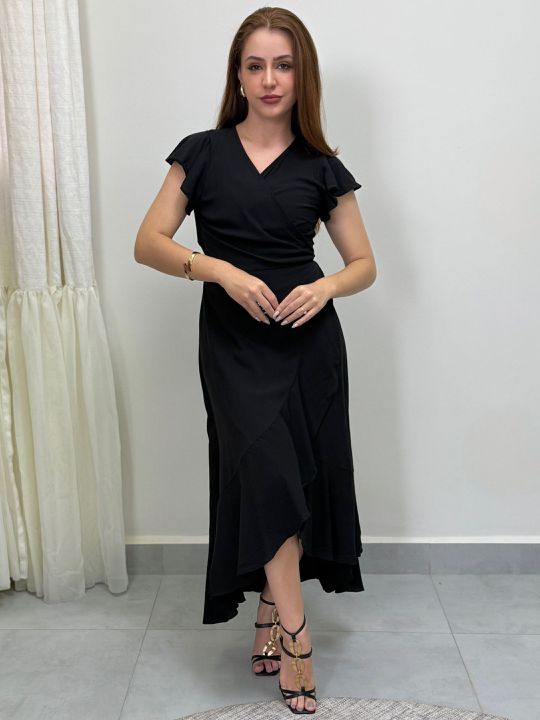 Vestido Envelope Liso Preto
