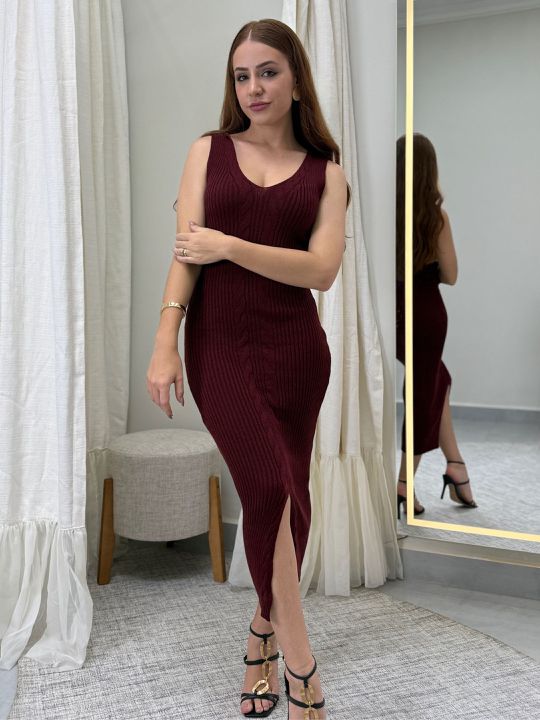 Vestido Canelado Lisboa Marsala