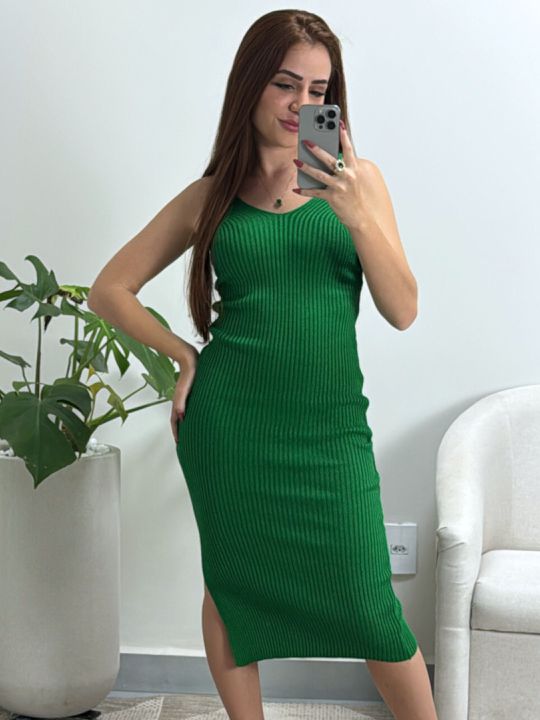 Vestido Canelado Anita Verde