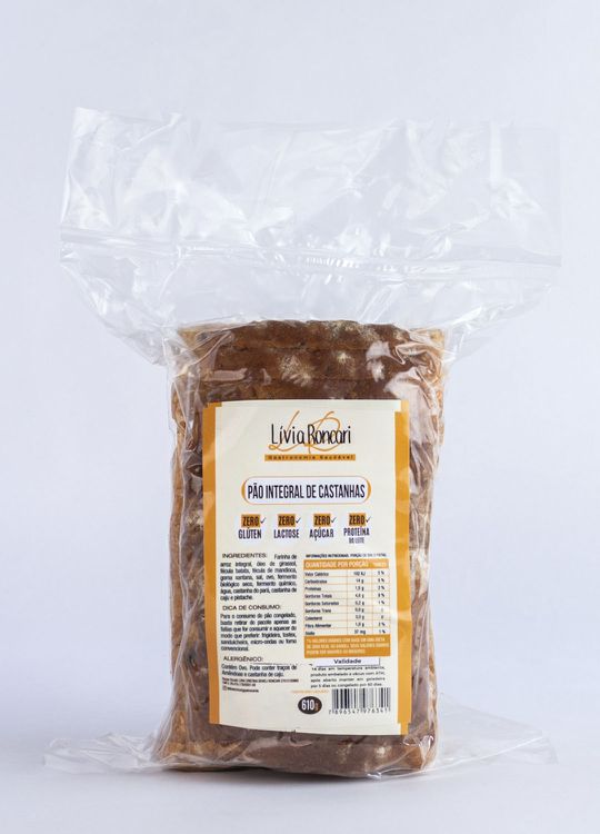 Pão Integral de Castanhas Zero Glúten/Zero Leite / Zero Açúcar Lívia Roncari