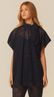 Blusa Ampla com Gola Laço Azul Marinho