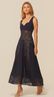 Vestido Midi Assimétrico com Renda Azul Marinho