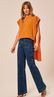 Blusa sem Mangas Assimétrica Laranja