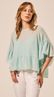 Blusa Manga 3/4 com Babado Verde Claro