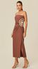 Vestido Midi com Recorte em Crochê Chocolate