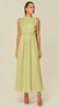 Vestido Midi com Renda em Linho Verde