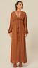 Vestido Midi com Decote V Marrom 