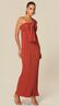 Vestido Midi em Malha Plissada Terracota