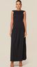 Vestido Longo com Decote Alto em Malha Preto