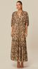 Vestido Midi com Mangas 3/4 Estampado 