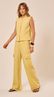 Calça Cargo Cintura Alta Amarelo