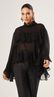 Blusa Manga Ampla com Babados Preto