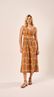 Vestido Midi Linho Bordados Castanho