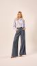 Calça Pantalona Com Pregas Marinho