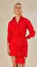 Vestido Curto Manga Longa Vermelho