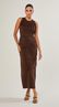 Vestido Midi Suede Com Recortes