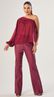 Calça Flare Couro Cereja