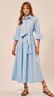 Vestido Longo com Cinto Azul