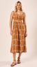 Vestido Midi Linho Bordados Castanho