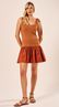 Vestido Curto em Malha Canelada Terracota 