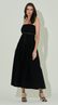 Vestido Midi com Pregas e Cinto Preto