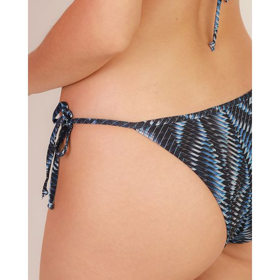 Biquini Lacinho Estampado Preto e Azul ref 465
