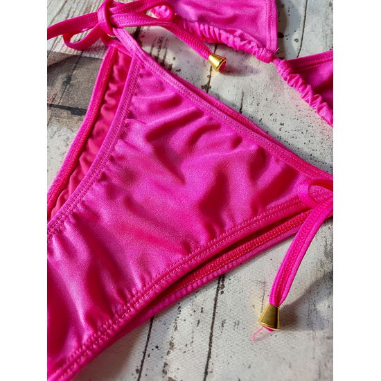 Biquini Cortininha Lacinho Pink Brilho ref bs 473