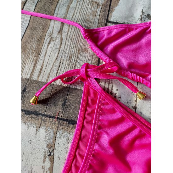 Biquini Cortininha Lacinho Pink Brilho ref bs 473