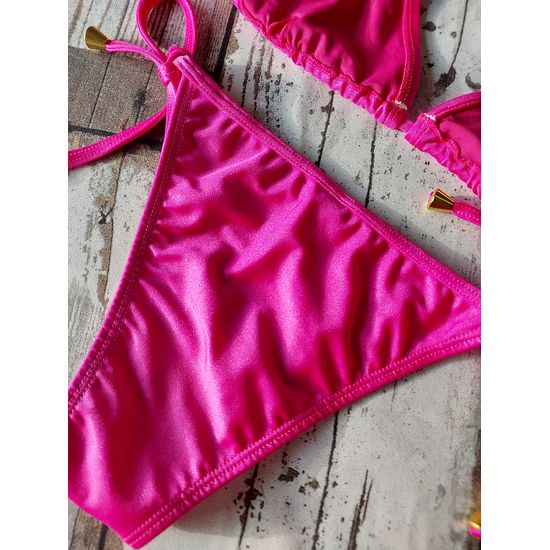 Biquini Cortininha Lacinho Pink Brilho ref bs 473
