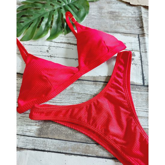 Biquini Asa Delta Vermelho Canelado 487