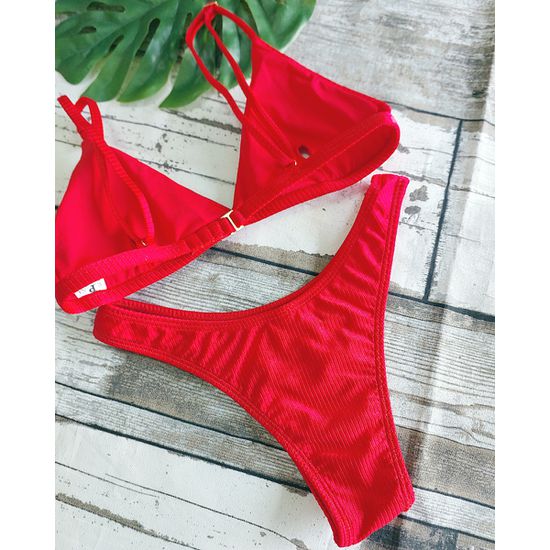 Biquini Asa Delta Vermelho Canelado 487